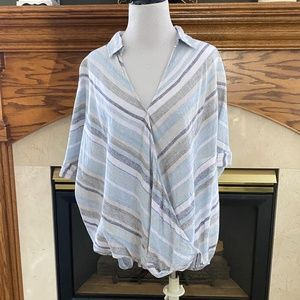 Loft Outlet Lounge Striped Wrap Top Size: XL